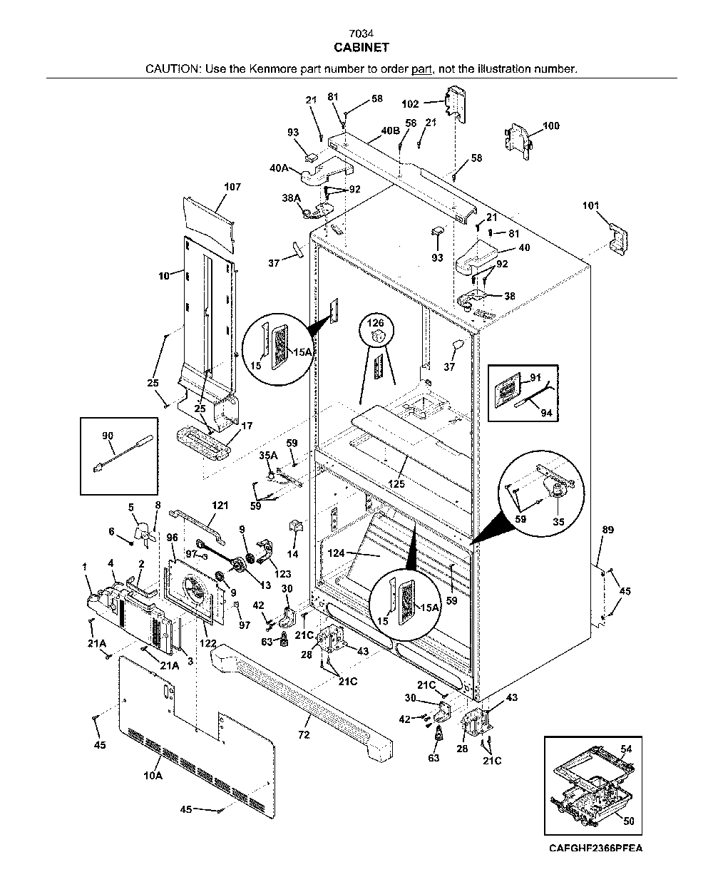 Cabinet Diagram and Parts List for 2537034941G  Kenmore Refrigerator