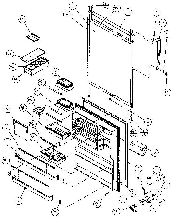 Refrigerator Door Diagram and Parts List for TS18RB-P1158403W  Amana Refrigerator