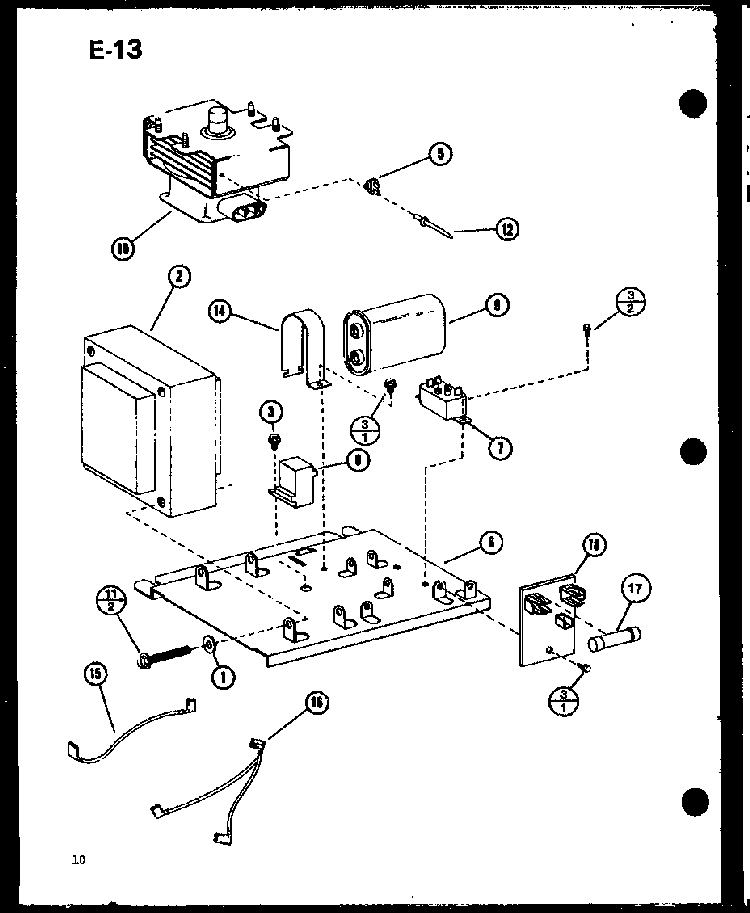Magnetron/transformer Diagram and Parts List for RRL-5D P75590-7M Amana Microwave