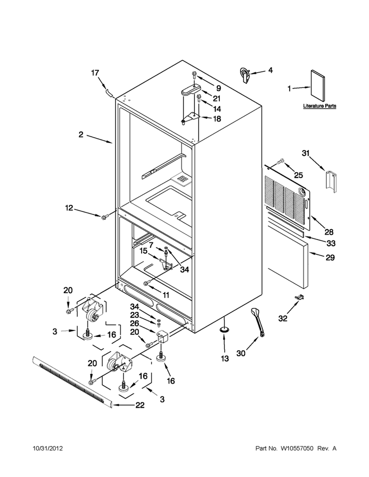 Cabinet Parts Diagram and Parts List for MBF1953YEB4  Maytag Refrigerator