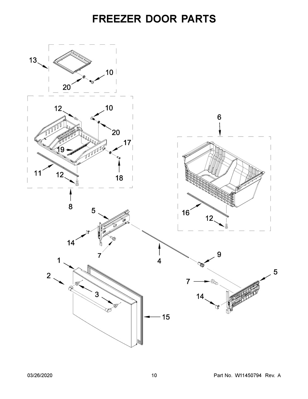 Freezer Door Parts Diagram and Parts List for JFFCC72EHL02  Maytag Refrigerator