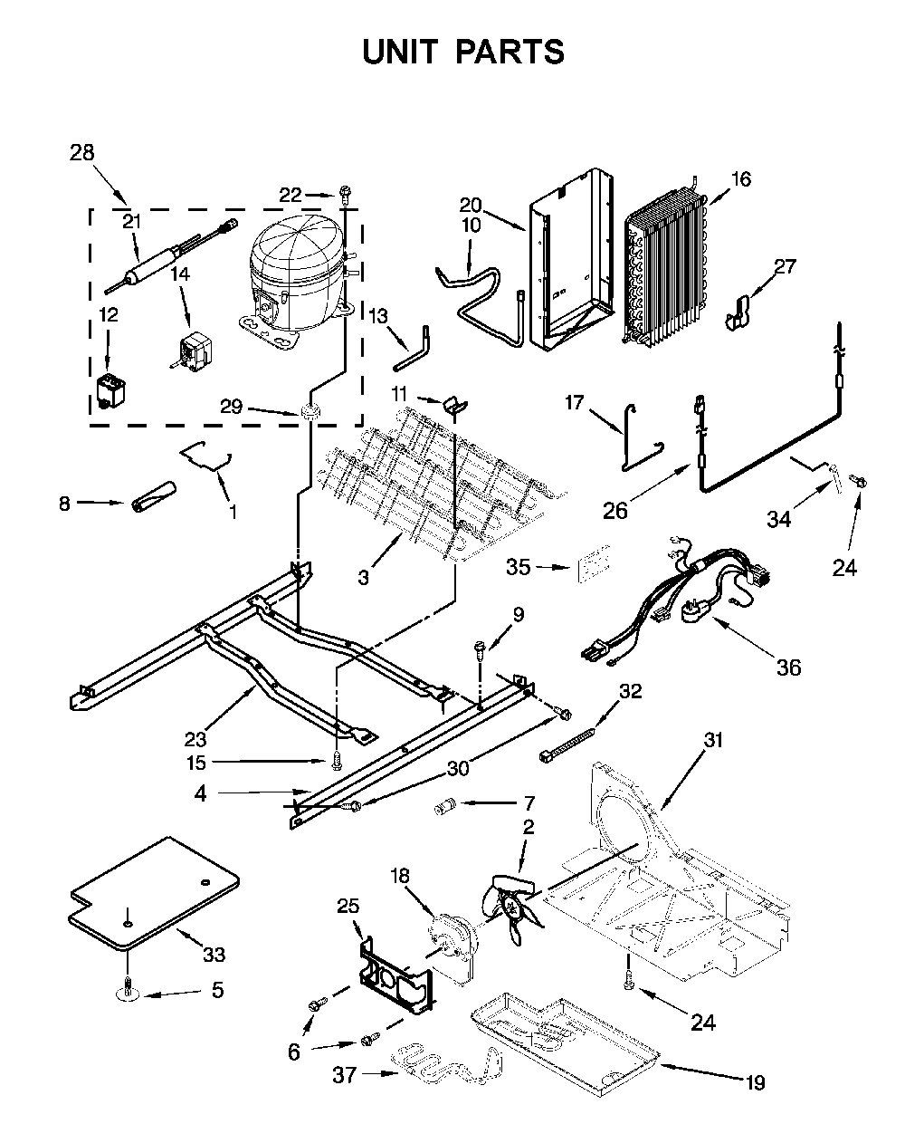 Unit Parts Diagram and Parts List for 1064651759714  Kenmore Refrigerator