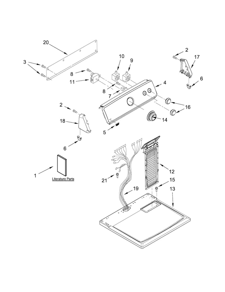 Top And Console Parts Diagram and Parts List for MEDC215EW1  Maytag Dryer
