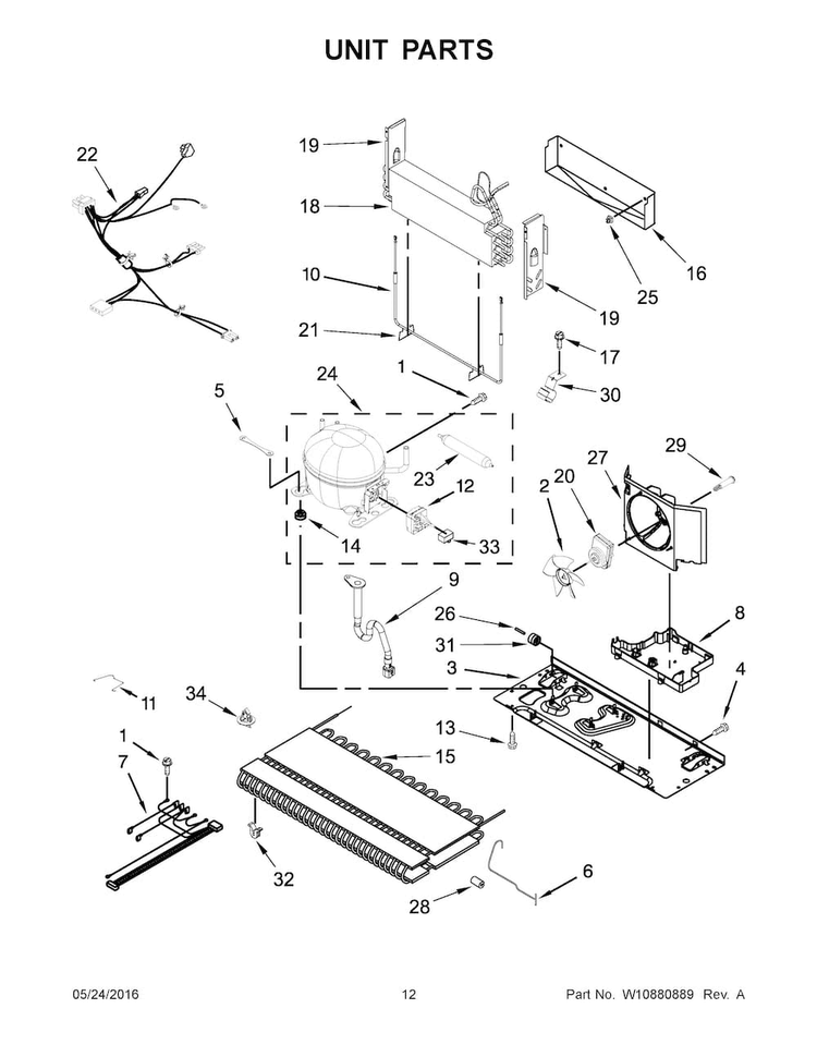 Unit Parts Diagram and Parts List for MFF2558FEH00  Maytag Refrigerator