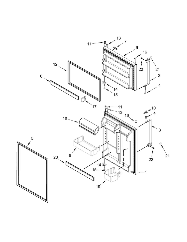 Door Parts Diagram and Parts List for MRT711SMFZ00  Maytag Refrigerator