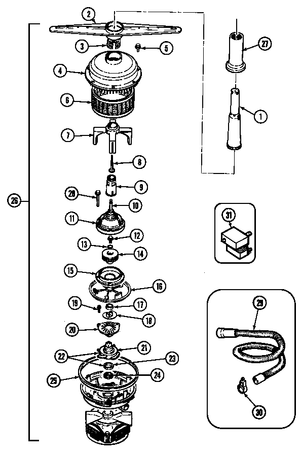 Pump & Motor Diagram and Parts List for DWU9921AAM  Maytag Dishwasher