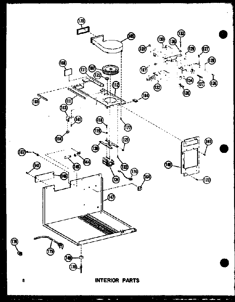 Interior Parts Diagram and Parts List for RR P72110-6M Amana Microwave