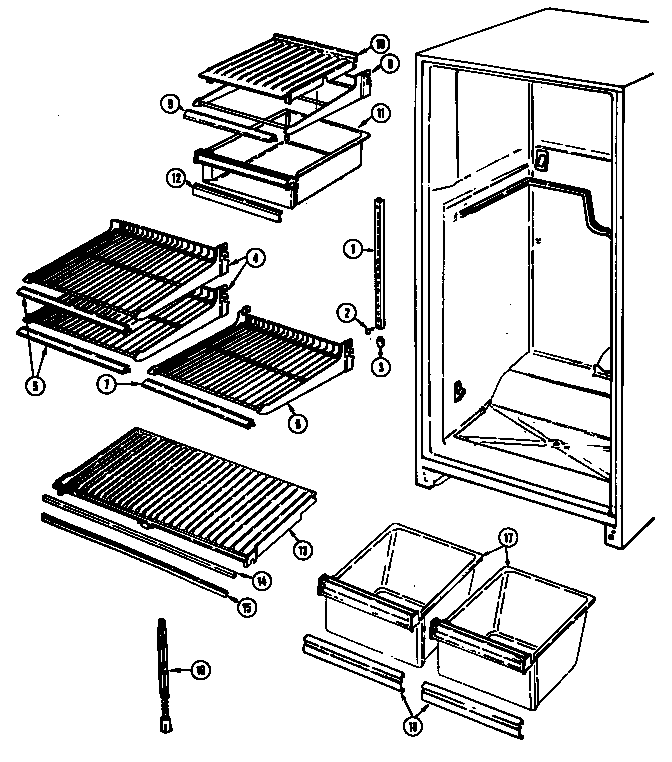 Shelves & Accessories Diagram and Parts List for RB172PA DG31C Magic Chef Refrigerator