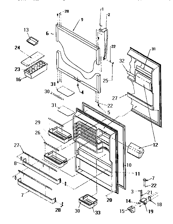 Refrigerator Door Diagram and Parts List for TW18S2W-P1194401W  Amana Refrigerator