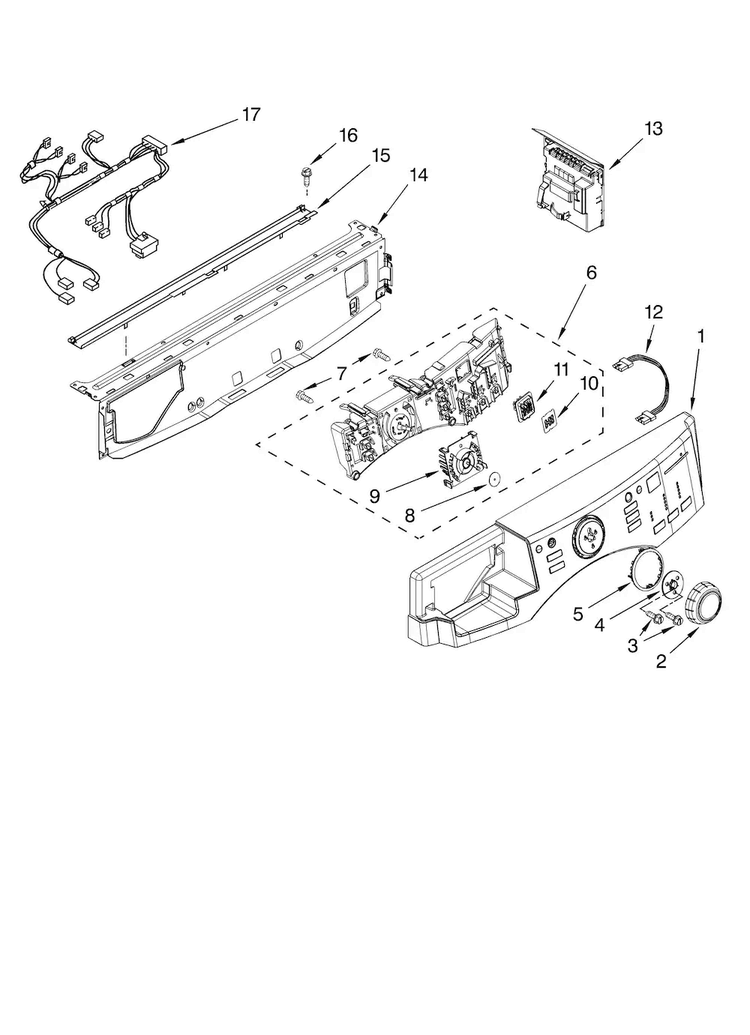 Control Panel Parts Diagram and Parts List for MHWE500VW10  Maytag Washer