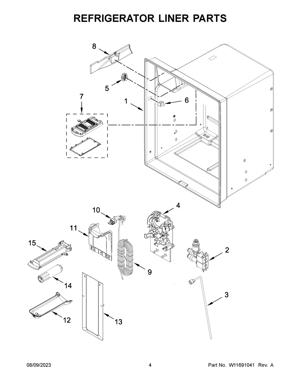 Refrigerator Liner Parts Diagram and Parts List for MFI2570FEZ14  Maytag Refrigerator