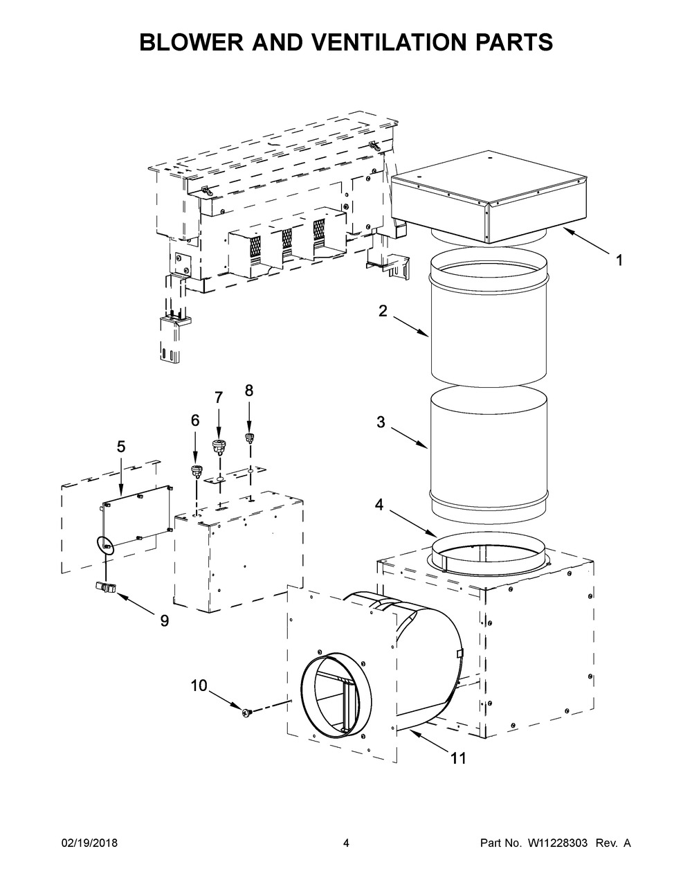 Blower And Ventilation Parts Diagram and Parts List for JVD0303GS0  Maytag Range Hood