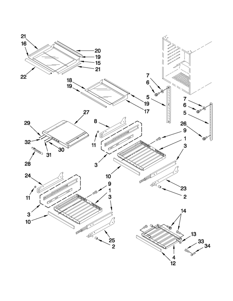 Shelf Parts Diagram and Parts List for JUB248RWRS01  Jenn-Air Wine and Beverage Cooler
