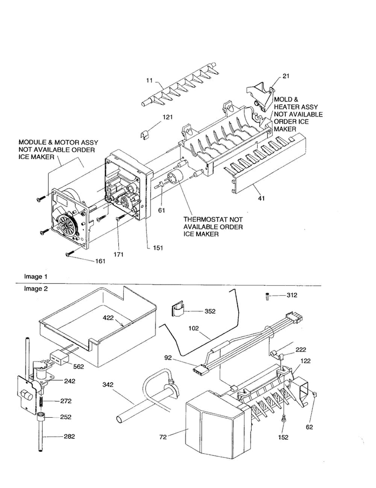 Icemaker Diagram and Parts List for BR18V2C-P1320708WC  Amana Refrigerator