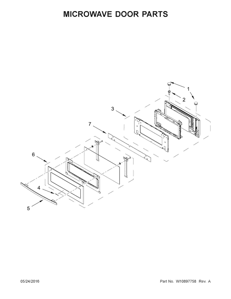 Microwave Door Parts Diagram and Parts List for JMC2427DS01  Jenn-Air Microwave