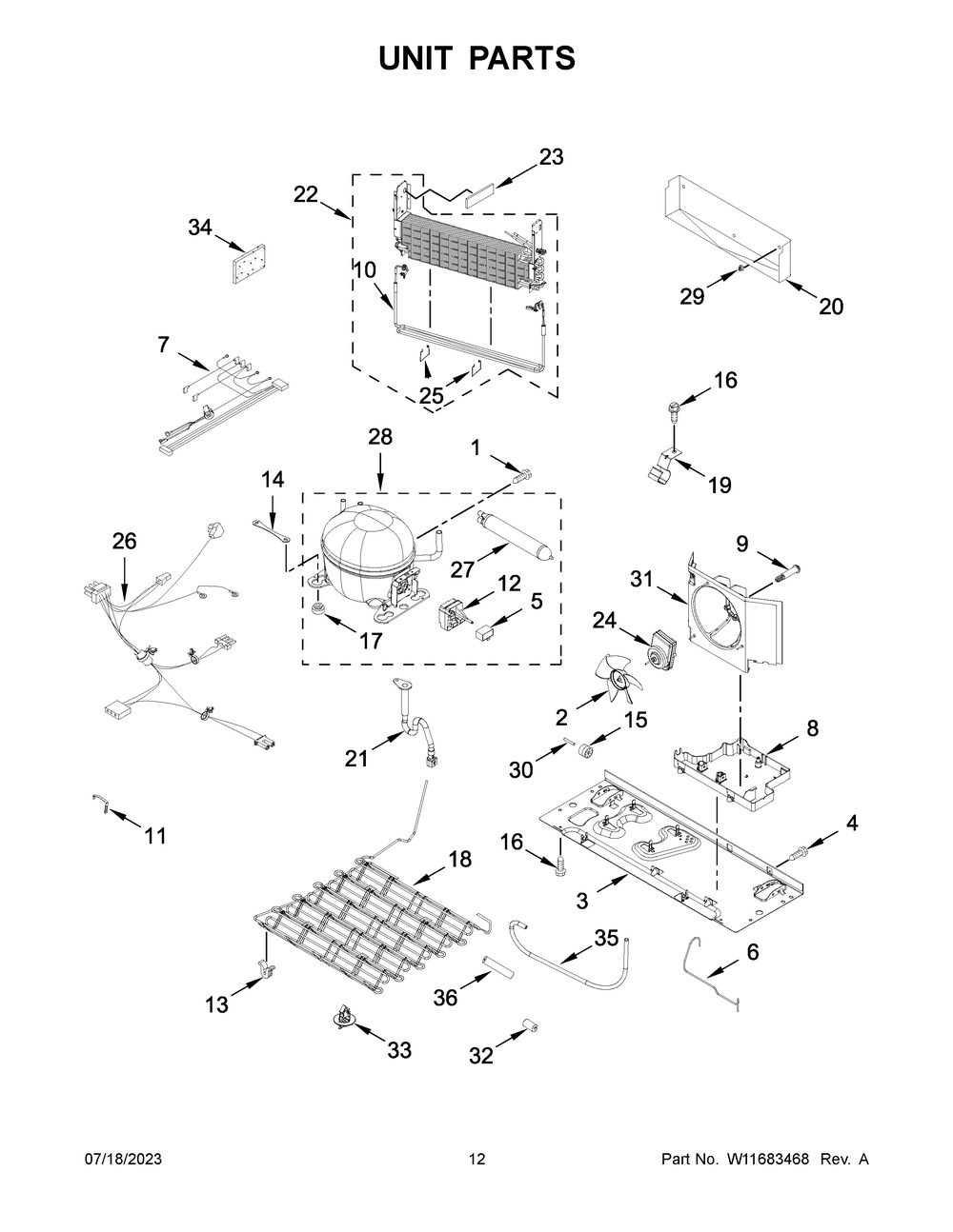 Unit Parts Diagram and Parts List for MRFF5036PZ00  Maytag Refrigerator