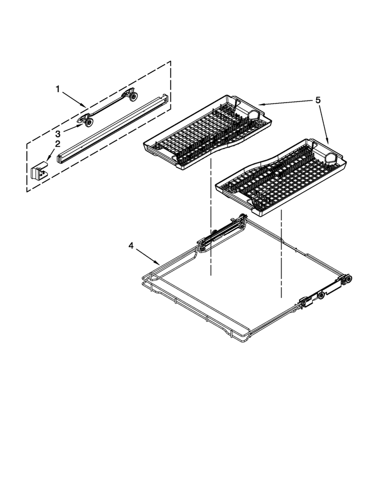Third Level Rack And Track Parts Diagram and Parts List for JDB8700AWP0  Jenn-Air Dishwasher