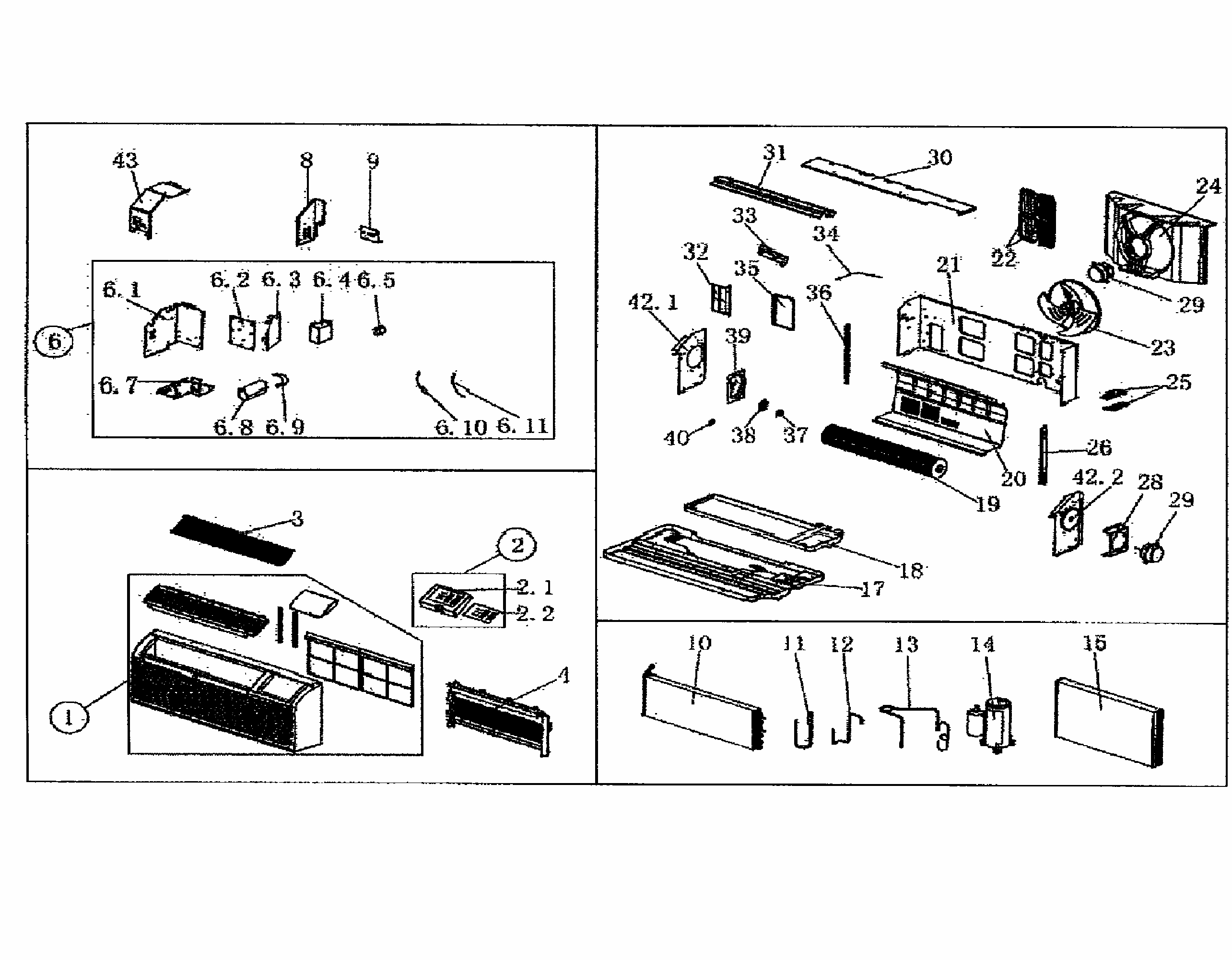 Main Asy Diagram and Parts List for MWP-07EEN1-MK9  Maytag Air Conditioner