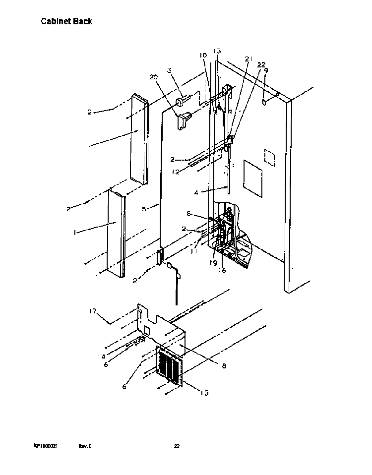 Cabinet Back Diagram and Parts List for TR22S4E-P1196203WE  Amana Refrigerator