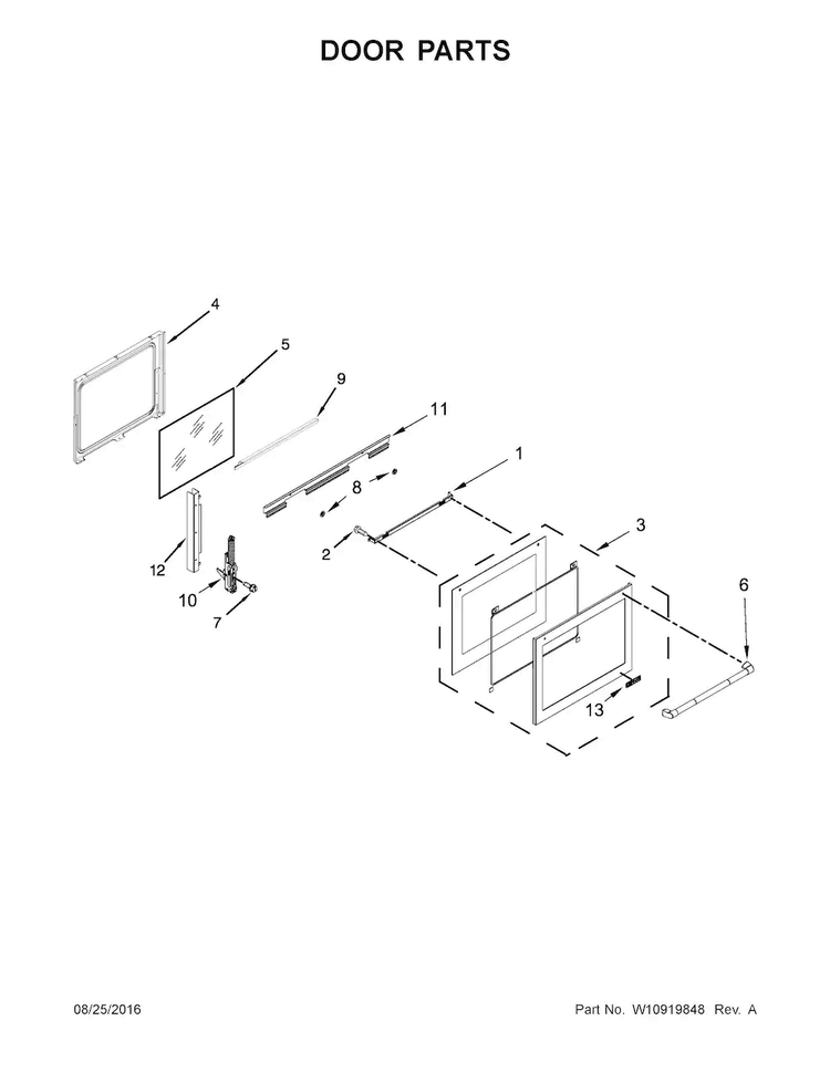 Door Parts Diagram and Parts List for JDS1450CDP1  Jenn-Air Range