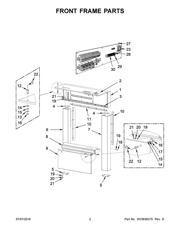 Front Frame Parts Diagram and Parts List for MFS230PAVS  Maytag Washer