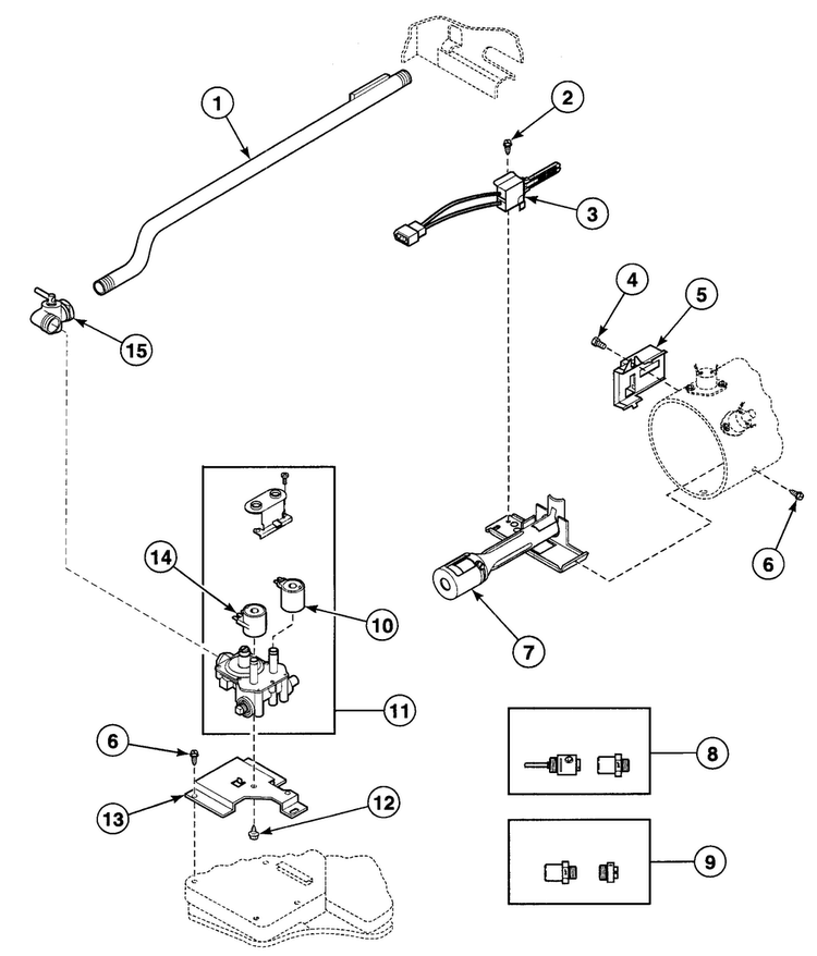 Gas Valve Diagram and Parts List for SDG609QF  Speed Queen Dryer