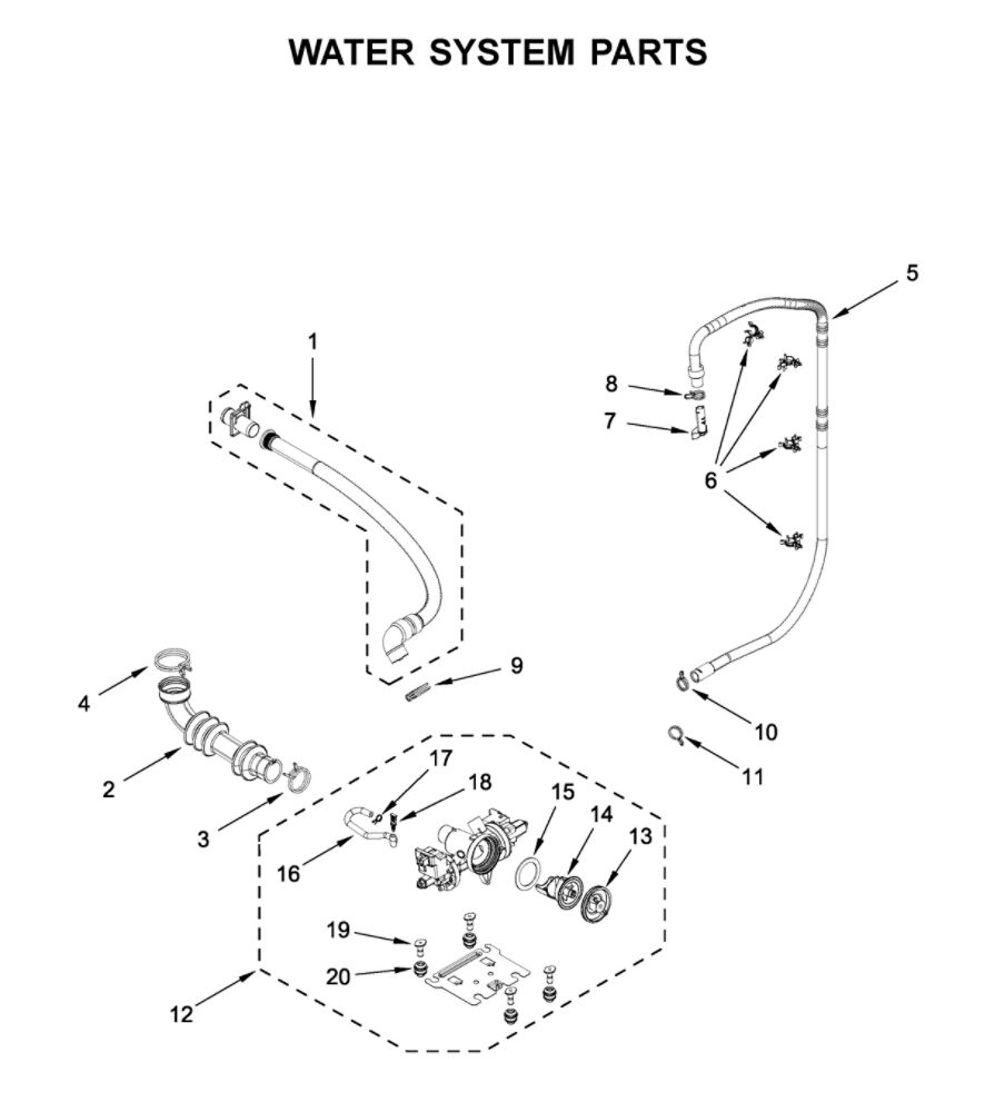Water System Parts Diagram and Parts List for 8TMHW6630HW0  Maytag Washer