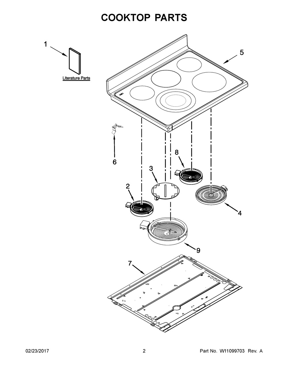 Cooktop Parts Diagram and Parts List for YMET8820DS03  Maytag Cooktop