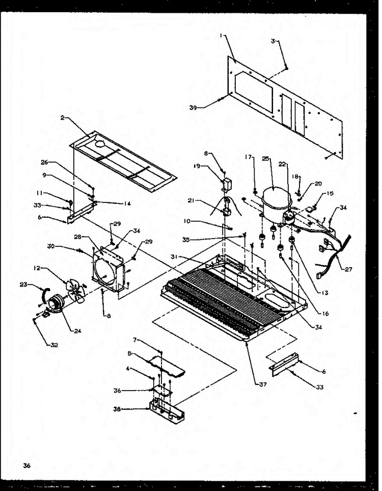 Machine Compartment Diagram and Parts List for SXD22NW-P1162405WW  Amana Refrigerator