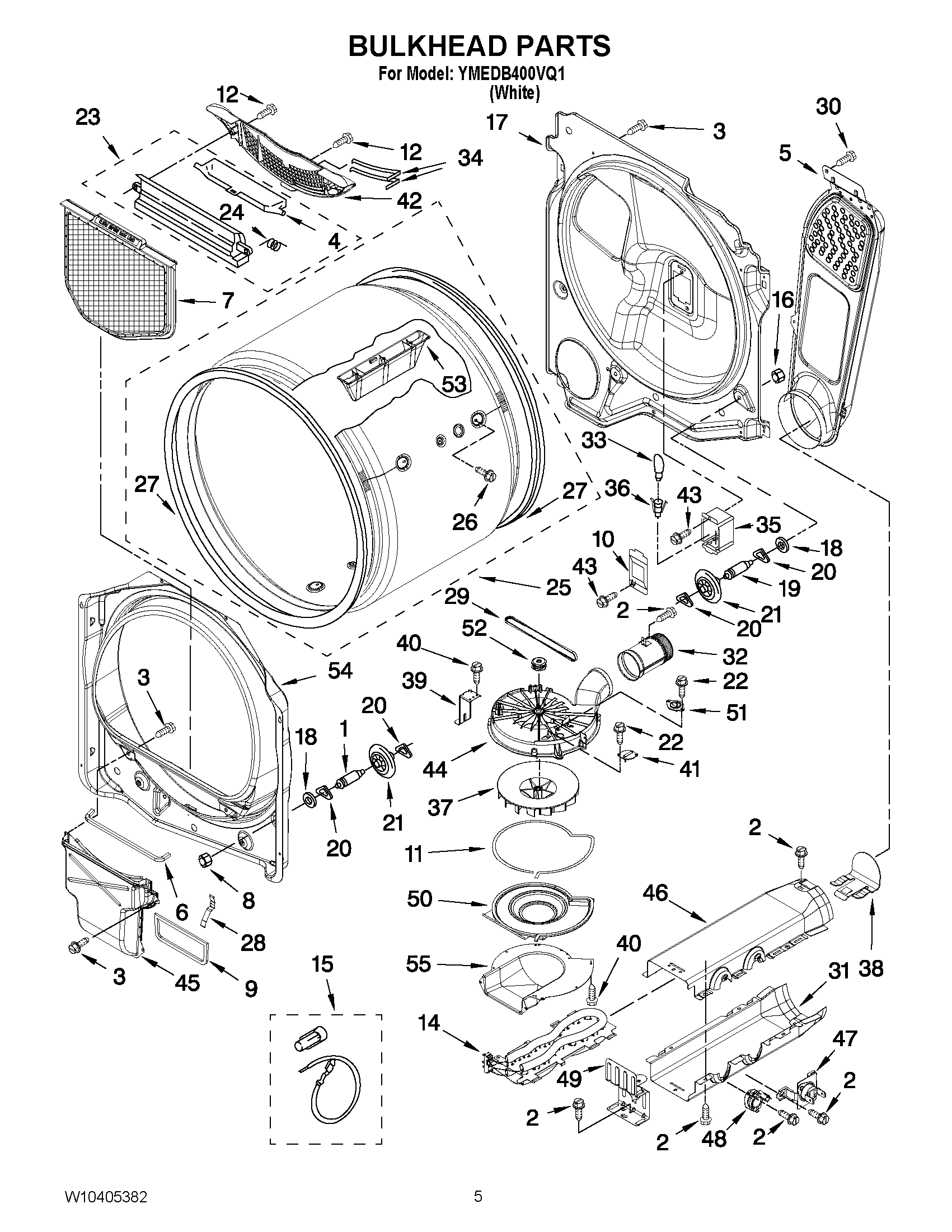 03 - BULKHEAD PARTS Diagram and Parts List for YMEDB400VQ1  Maytag Dryer