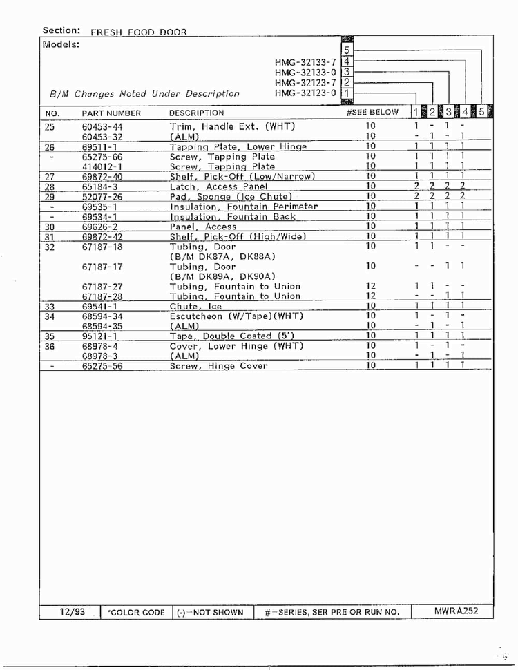 Fresh Food Door Page 3 Diagram and Parts List for 32123-0  Admiral Refrigerator