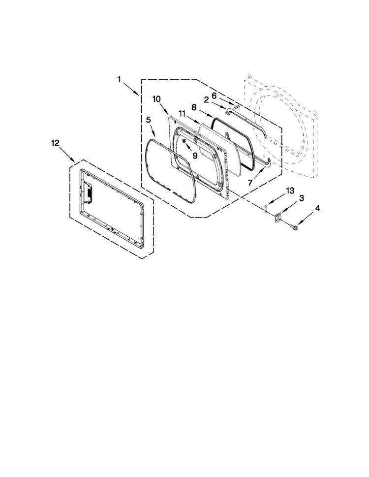 Door Parts Diagram and Parts List for 7MMGDX700YL0  Maytag Dryer