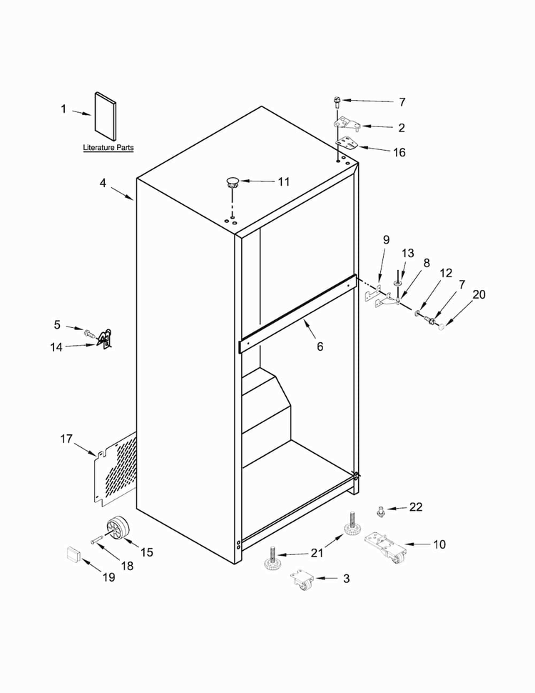 Cabinet Parts Diagram and Parts List for ART348FFFB00  Amana Refrigerator