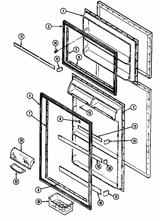 Inner Door (rtc1500cae/dh01a) (rtc1500cal/dh02a) (rtc1500cge/df17a) Diagram and Parts List for RTC1500CAL DH01A Maytag Refrigerator