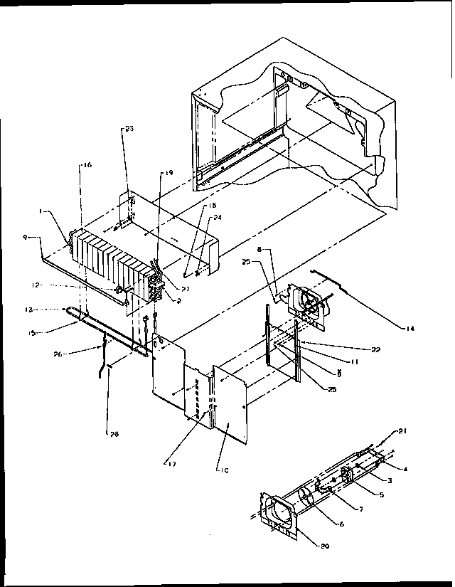 Evaporator Assembly Diagram and Parts List for TV18S3W-P1194901W  Amana Refrigerator