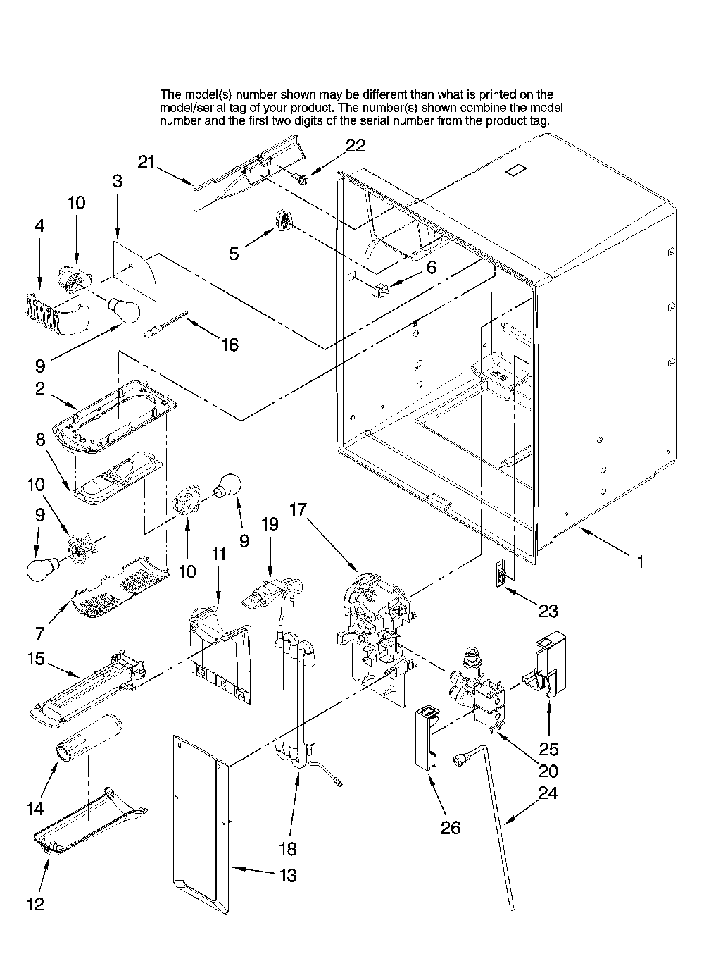 Refrigerator liner parts Diagram and Parts List for MFI2569VEM0  Maytag Refrigerator
