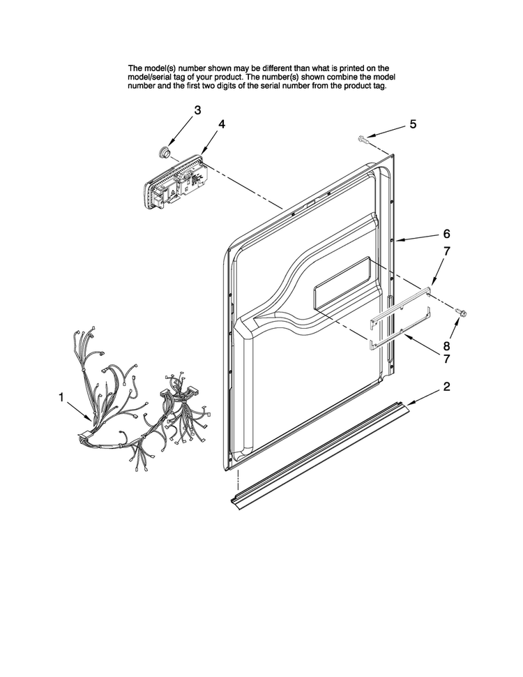 Door And Latch Parts Diagram and Parts List for MDB7851AWQ41  Maytag Dishwasher