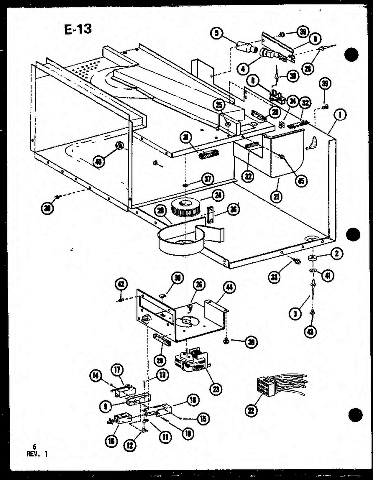 Blower/wiring Harness Diagram and Parts List for RRL-8TC P75532-1M Amana Microwave