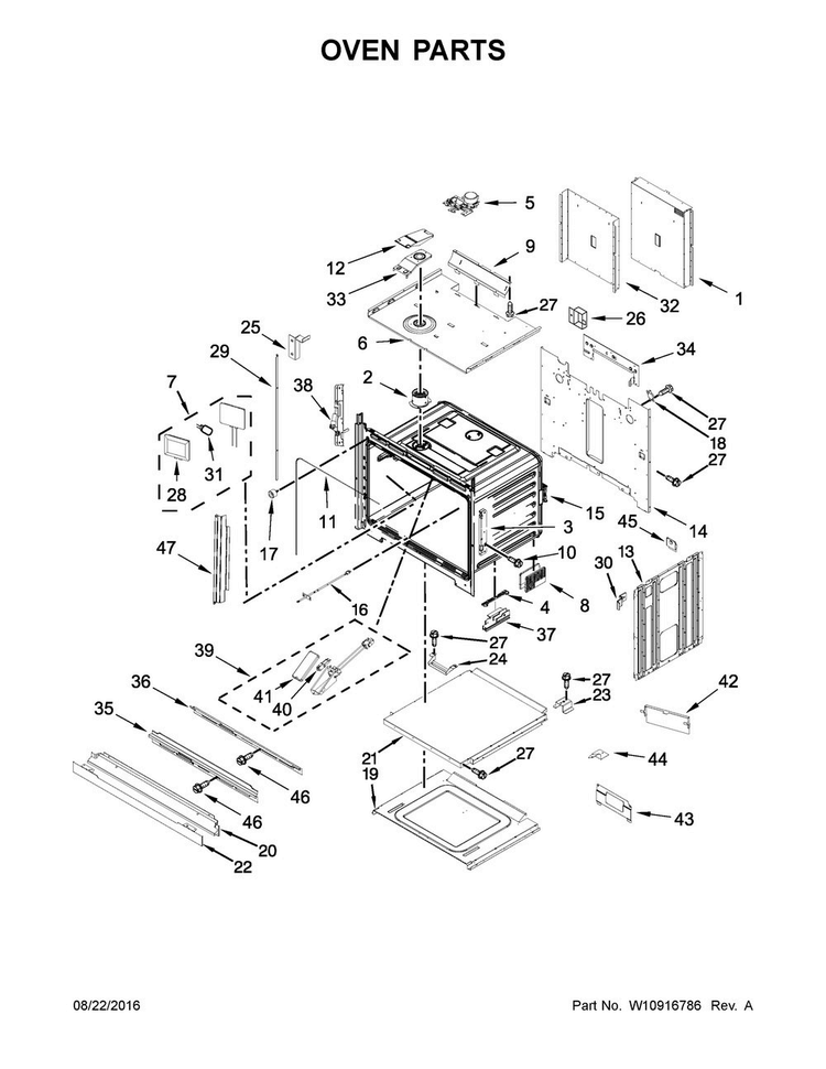 Oven Parts Diagram and Parts List for JJW3830DP02  Jenn-Air Wall Oven