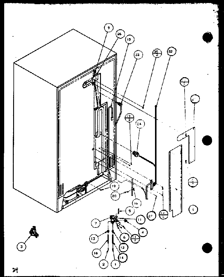 Cabinet Back Diagram and Parts List for 2599CIWL-P1121501WL  Amana Refrigerator