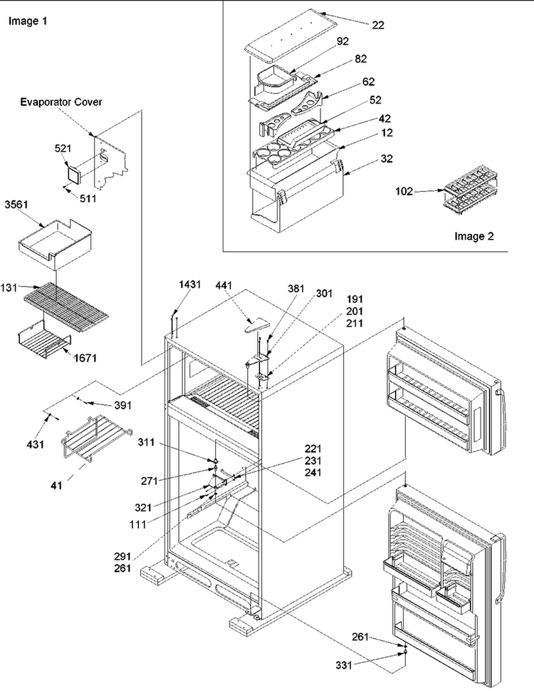 Door Hinges And Accessories Diagram and Parts List for TX21VC-P1315905WC  Amana Refrigerator