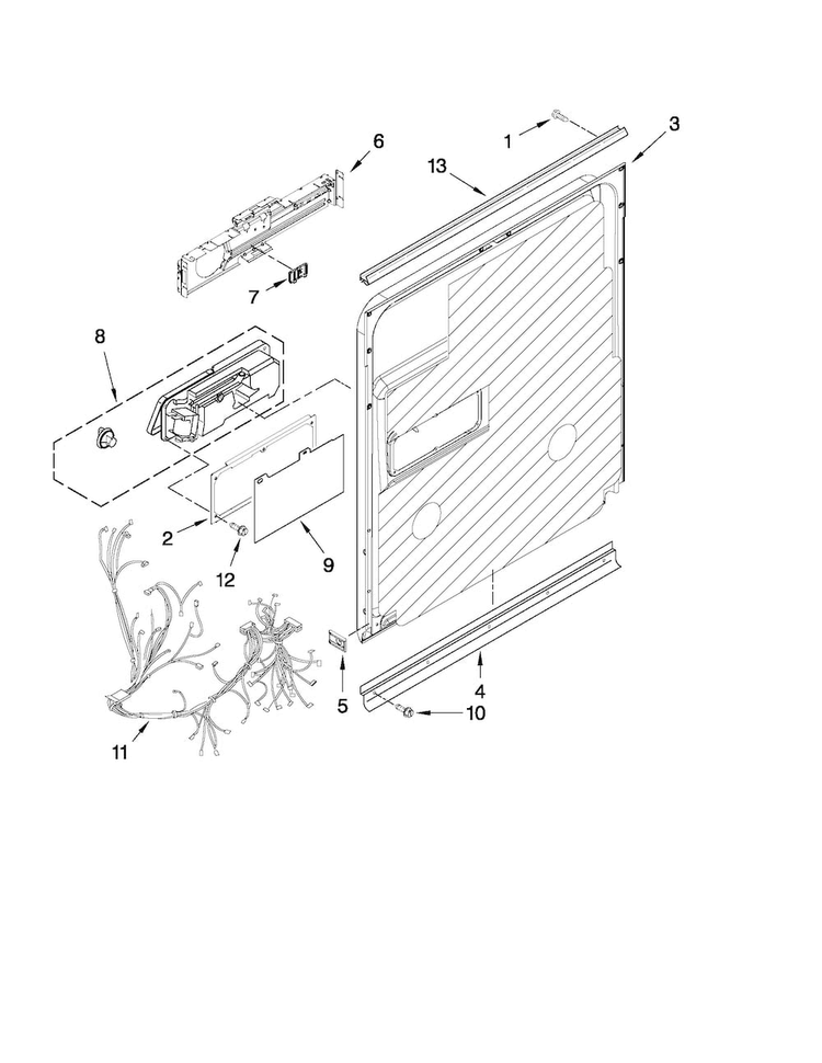Inner Door Parts Diagram and Parts List for MDB8949SAB1  Maytag Dishwasher