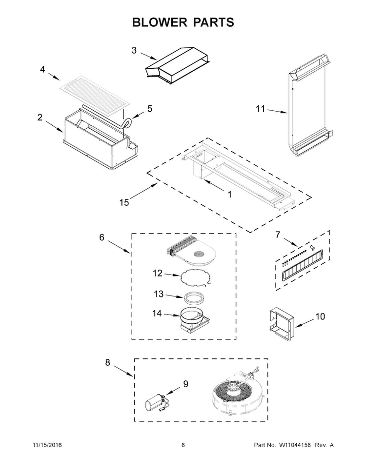 Blower Parts Diagram and Parts List for JDS1750EP1  Jenn-Air Range