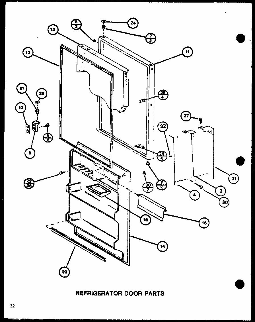 Refrigerator Door Parts (tm20m/p7859216w) (tm20m/p7859217w) Diagram and Parts List for TM18M-P7859213W  Amana Refrigerator