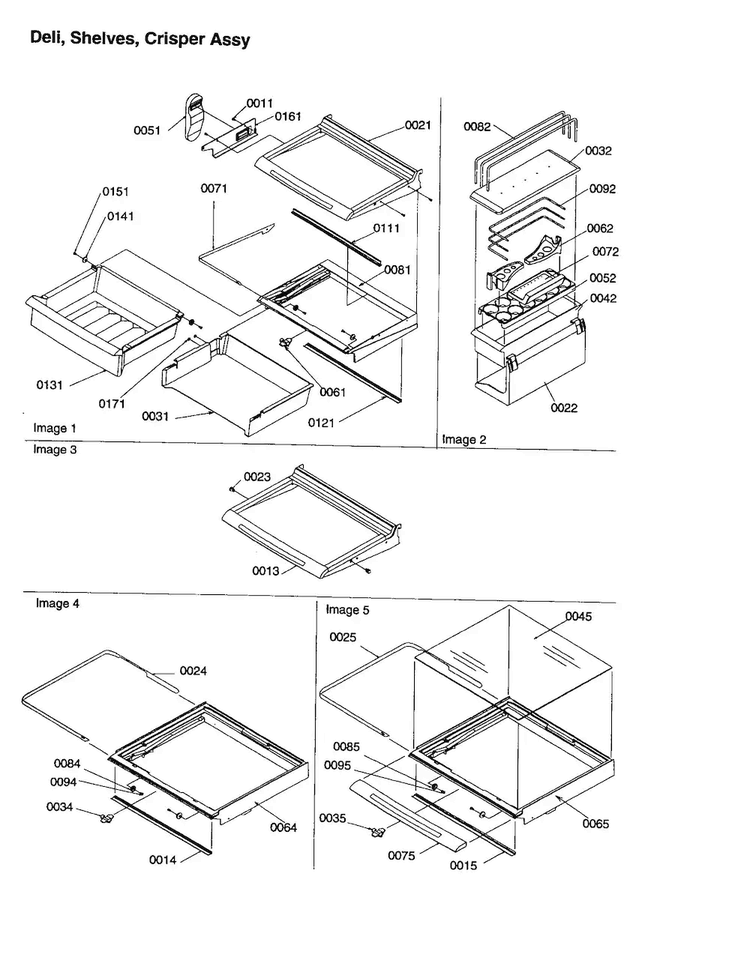 Deli, Shelves, Crisper Assembly Diagram and Parts List for SXD26VL-P1315202WL  Amana Refrigerator