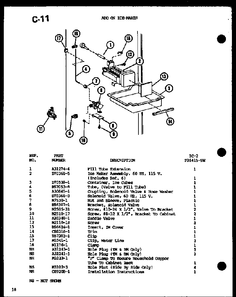 Section 6 Diagram and Parts List for TL20F-P76164-2W  Amana Refrigerator