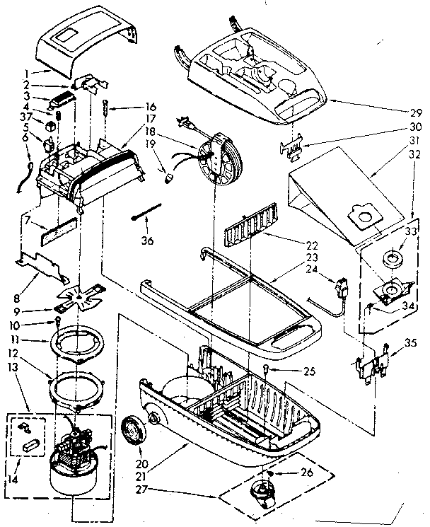 Base Assembly Diagram and Parts List for 1162497183  Kenmore Filters & Accessories