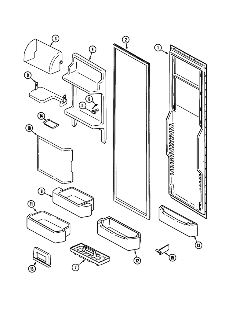 Fresh Food Inner Door Diagram and Parts List for JCD2289AER  Jenn-Air Refrigerator