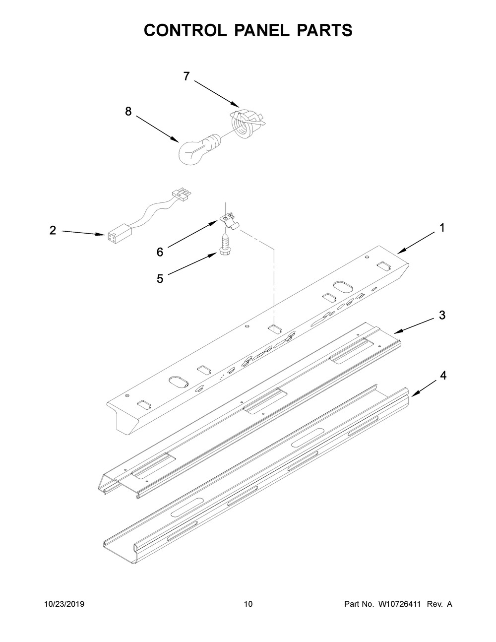 Control Panel Parts Diagram and Parts List for JS48NXFXDW10  Maytag Refrigerator