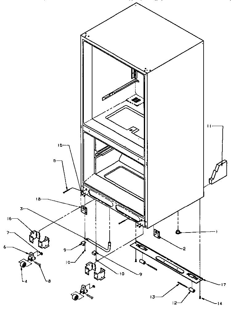 Rollers/drain Tube Diagram and Parts List for BX22A5L-P1182302WL  Amana Refrigerator